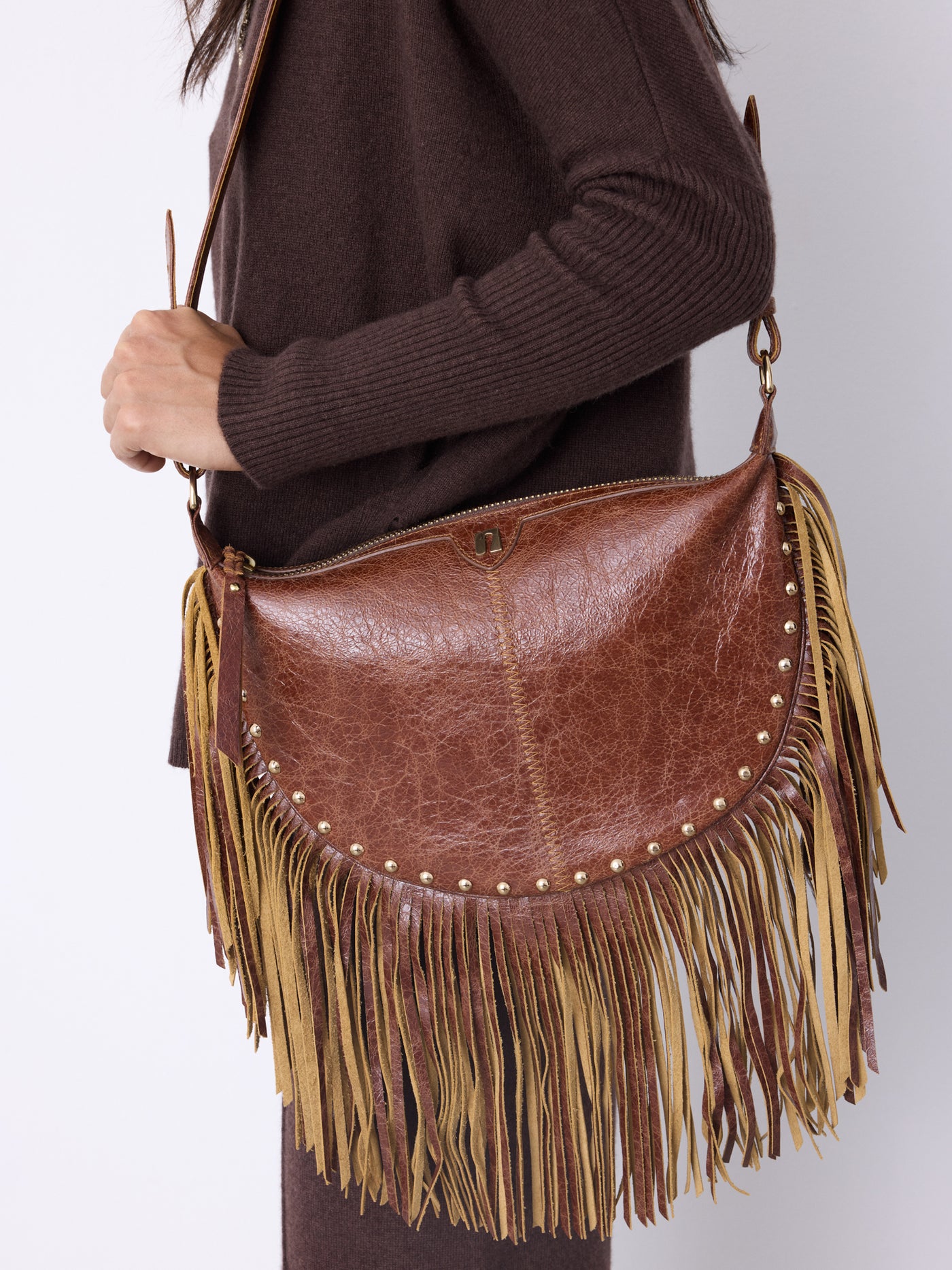 Claris Virot leather fringed bag