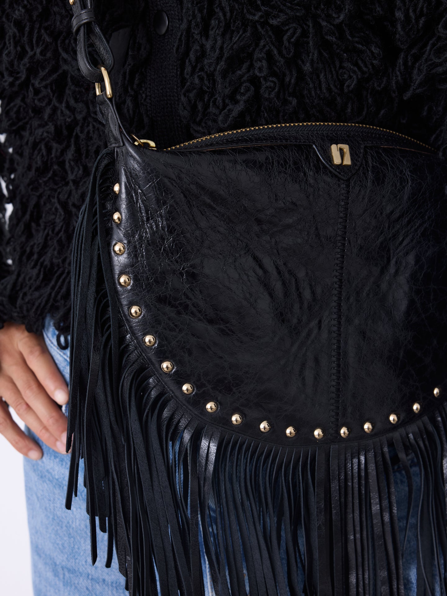 Claris Virot leather fringe bag • Notshy Cashmere