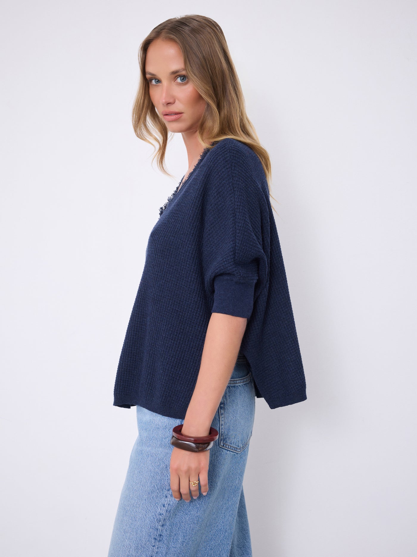 Leah cotton cashmere poncho jumper