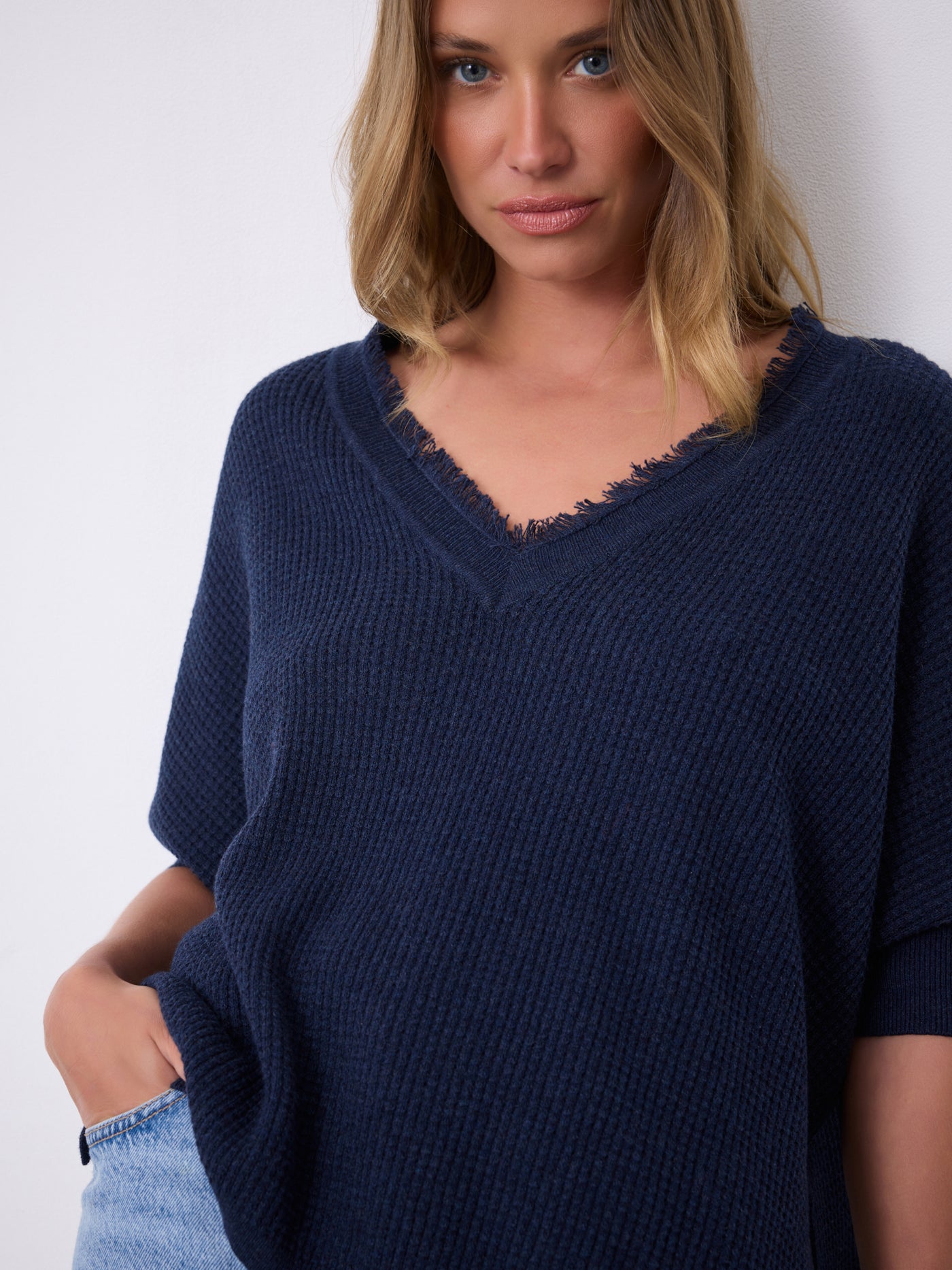 Pull poncho coton cachemire Leah